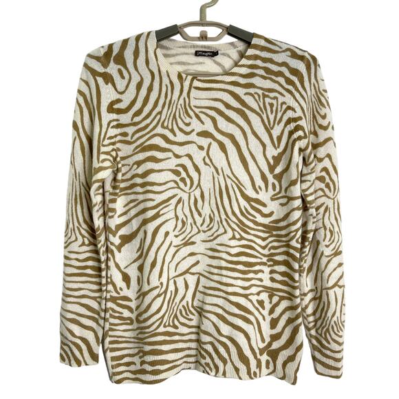 J McLaughlin Womens 100% Cashmere Tiger Animal Stripe Sweater Size Small - Picture 1 of 6